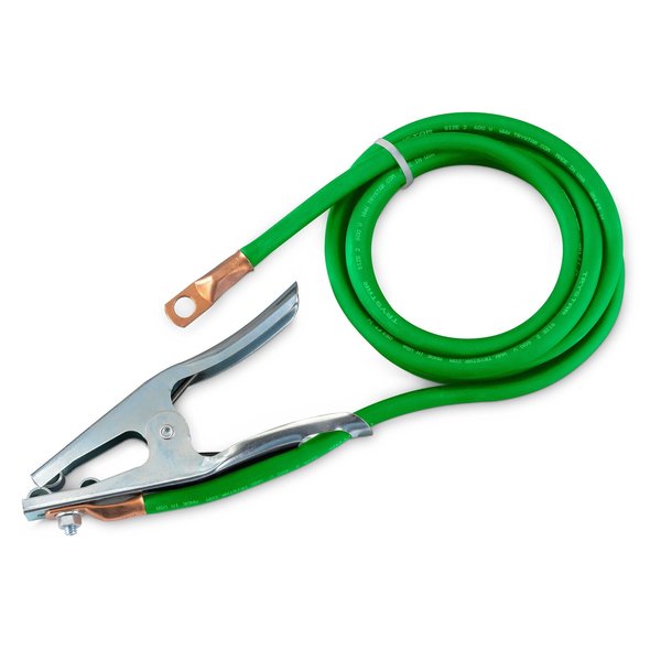Trystar Premium Welding Cable 1/0 Light Green  5 FT  Black Male 2MPC / 300A Steel Ground Clamp TSWC10LTGN5-BKM-SGC3